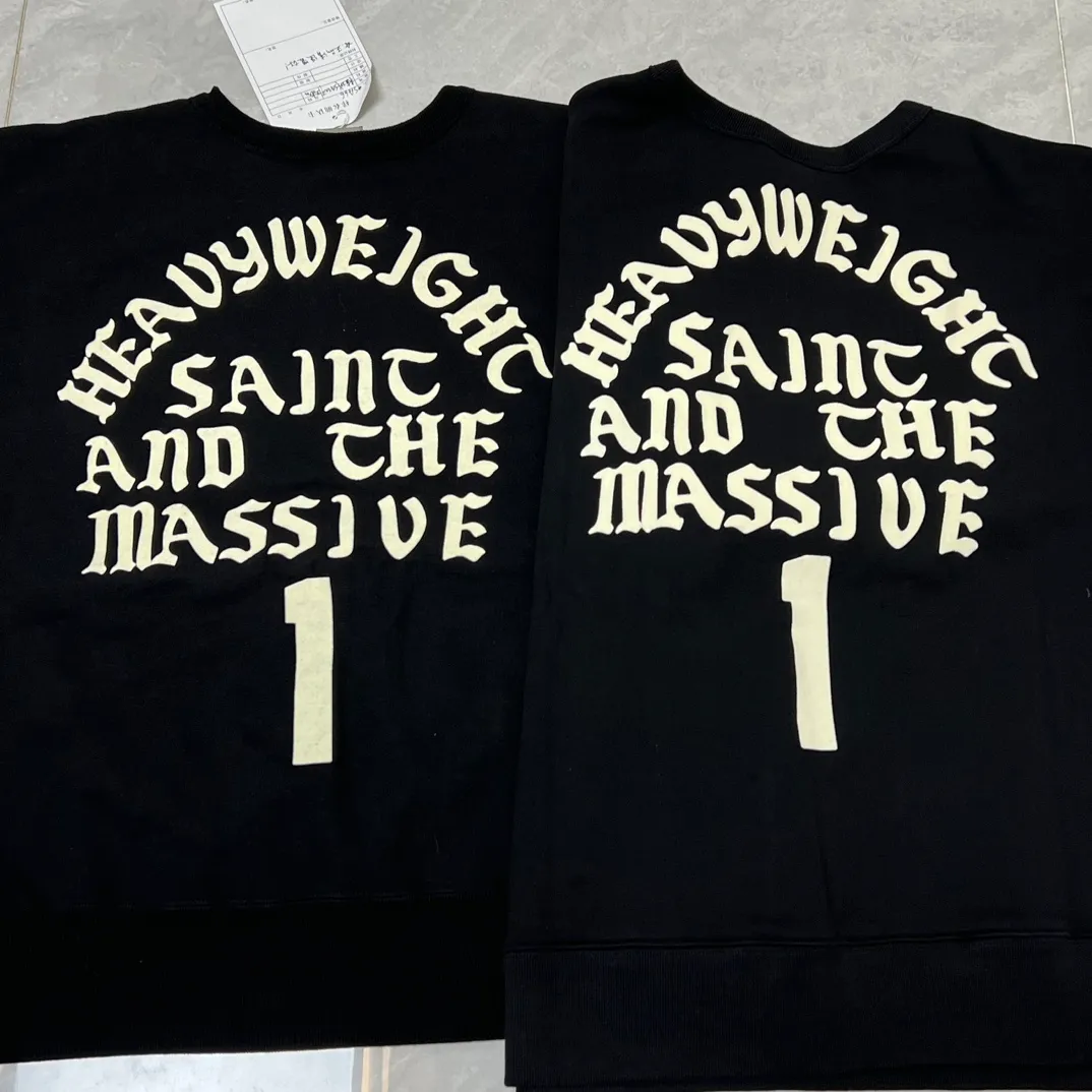 Printing proofing SAINT Mxxxxxx CREW SWT/IT'S SAINT/BLK flocked SAINT sweatshirt black S-XL ⚠️Note important point: this is flocked printing